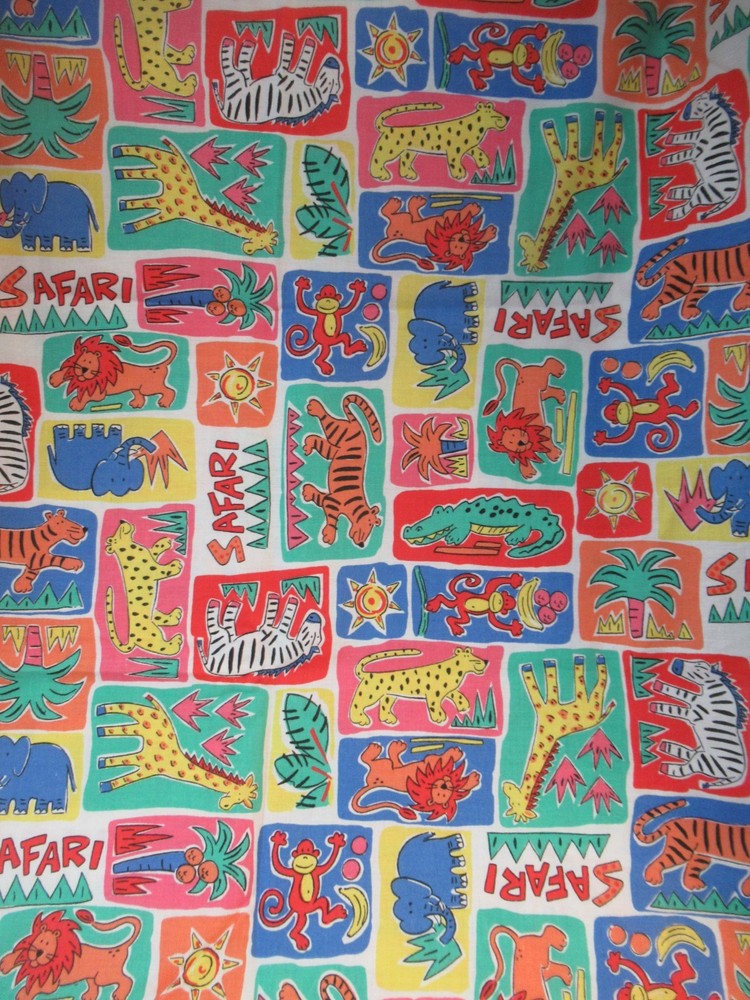 Princess Fabrics, Inc. SAFARI Animal Print Cotton FABRICS 1 1/2 YX4 4″ VTG