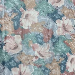 Vtg 80s Stanley King Pink Green Floral Polished Cotton Drapery Fabric BTY #32