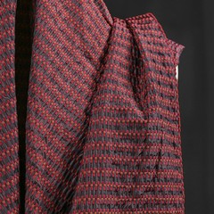 50*137cm Vintage 3D Red & Black Particle Woven Checkered Jacquard Fabric Design