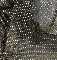 3 Yard Gold Black Shiny Two-Tone Knit Confetti Dot Sequins Fabric 44” Wide