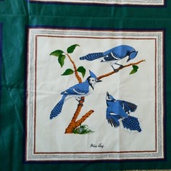 Waverly Birds Country Weekend Fabric 12 Squares Pillow Upholstery 54 x 2 yds VTG
