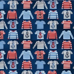 Nautical Fabric – Whale Time Stripe Sailor Shirt Navy Blue – Studio E YARD