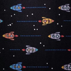 Retro Outer Space Rocket Ships Cotton Fabric 42″ By The Yard