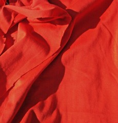 Red Knit T-shirt Fabric Scrap Remnant 20″ W x 60 L Polyester (?) (TF)
