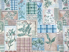 Vintage Furniture Upholstery Fabric Herbs Embroidered Floral 11.5 yds 56″ x 415″
