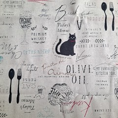 Cosmo Textile Cotton Linen Fabric Japan 50″ X 44″ Black Cat Culinary Kitchen