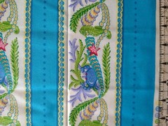 BTFQ Fabric Island Delight FreeSpirit Beach Tropical Crabs Seahorse Blue Stripe