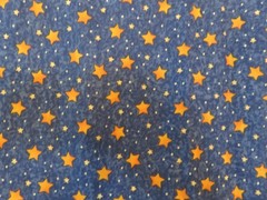 Nancy J. Smith & Lynda S. Milligan COTTON FABRIC BLUE ORANGE YELLOW STARS 2 YDS