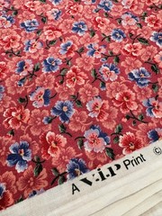 VIP Cotton Fabric Cranston PANSIES Dense FLORAL Pink Mauve Lavender 40″ x 44″