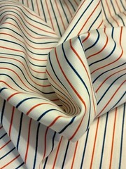 4.1yds (148″)Lx45″W red and blue pinstripe on white cotton “shirting” bolt cut