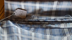 100% Luxury Cotton Shirting Blue and white checked 2.2 yds 60″ W