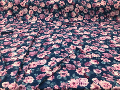 Printed Rayon Spandex 4 way Stretch Apparel Fabric Mauve Purple Teal Floral G300