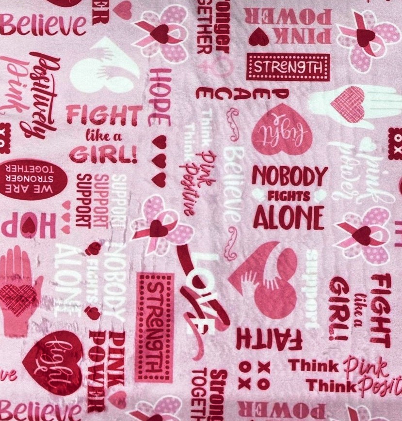 Positively Pink Breast Cancer Fight Like A Girl Plush Minky Fabric BTY