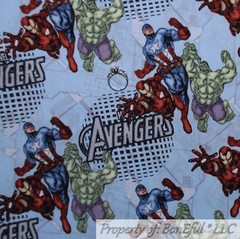 BonEful FABRIC FQ Cotton Quilt Blue AVENGERS Red Captain America HULK Ironman US