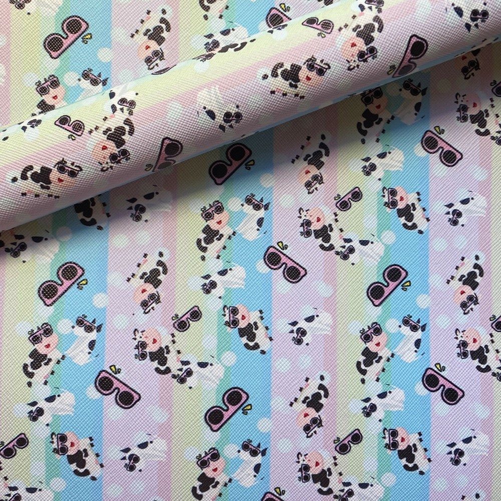 Cows Wearing Sunglasses Faux Leather Sheets 20 X 30cm