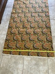 Vintage Indonesian Batik Orange & Brown Fabric Cotton 41 1/2” x 91”