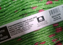Double Sided Pre-Quilted Fabric Strawberries Pink & Green (1 Yard x 42″W) Cotton