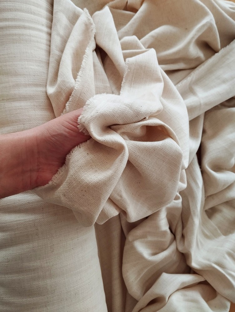 Natural Oatmeal Linen Fabric by yard 6.7Oz Soft Organic Blend —Sewing,Clothing