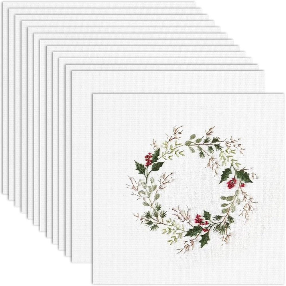 Embroidery Fabric Squares 8X8In, 12 Pcs White Cotton Cloth for DIY Crafts | Embr