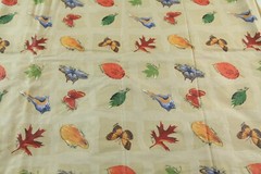 7Y 90s Erlanger Blumgart Ecological Squares Tan Cotton Fabric Leaves Butterflies