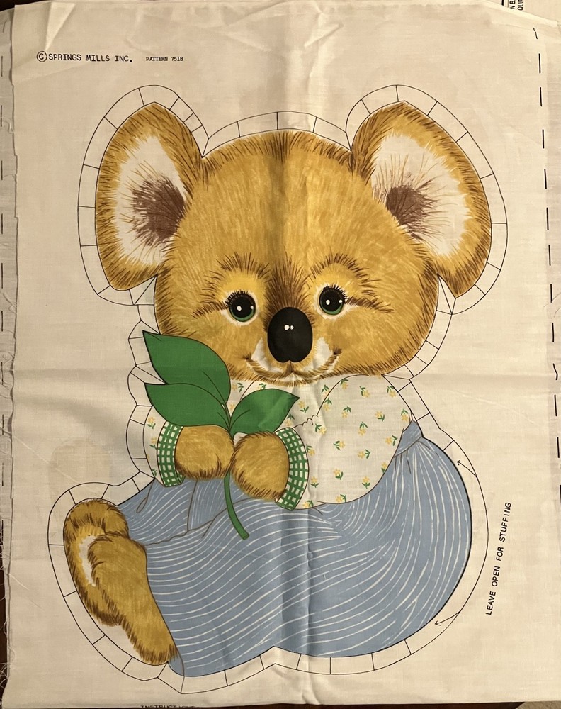 VTG Spring Mills KOALA BEAR Cut & Sew Fabric Panel Pattern 7518