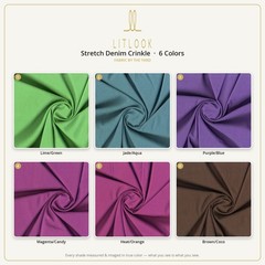 Stretch Denim Crinkle Fabric by the Yard — 2-Way Stretch, 58″ Wide, 6 Colors