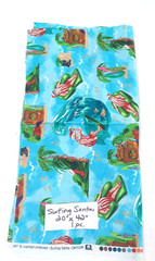 Surfing Santa Christmas Sewing Craft Cotton Fabric 1 Pc 20″ x 42″