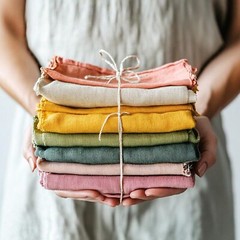 50 Pcs Mix Linen scraps bundle colored linen offcuts, fabric remnants scraps