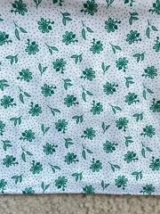 28″ Floral Green & White Cotton Print Quilting Fabric Dots Leaves Doll Clothes