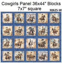 Running Wild Horses Cotton quilt fabric QT Cowgirls 30625-W Barrel Race panel