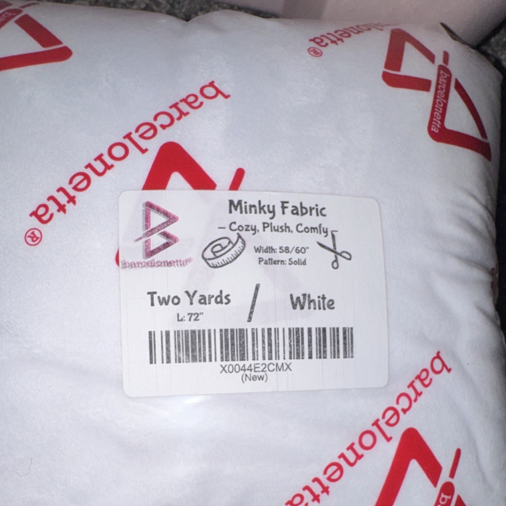 Barcelonaetta Minky Fabric Two Yards White 58/60″ Solid Plush Cozy Comfy