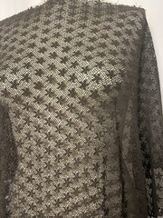 Cotton Rayon Embroidered Venise Lace Tiny Floral Charcoal Grey Fabric 2yds 46″ W