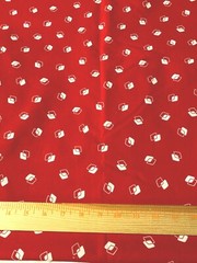 Vintage Wamsutta cotton print fabric red with white diamond shapes 3 yds x 44″