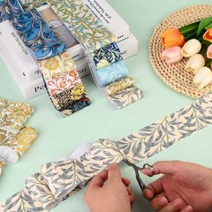 50Pcs William Morris Floral Jelly Fabric Strips Roll for Quilting Crafting Sp…
