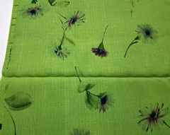 2 2/3 yds x 58″w Polyester Linen Look Fabric Green w/Purple Floral NO STRETCH