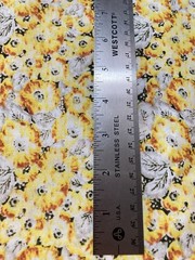 White Black Yellow Flowers & Leaves Cotton Fabric 3 Yards x 44″ Width