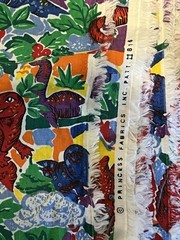 Vintage 70s 80s Dinosaur Fabric 5 Yards Princess Inc primary bright colors