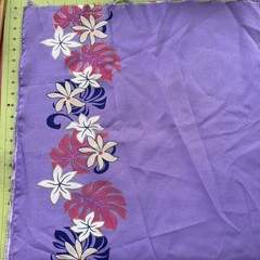 Vintage Floral Fabric Silky Purple Tropical Polyester Fabric Metallic 44″L x 58″