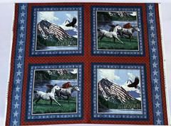 PATRIOTIC HORSE FABRIC PATRIOTS POINT PILLOW PANEL AMERICAN FLAG NEW