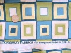 Kingsway Fabrics Mod Squad Cotton Turquoise Green Retro Squares 54″ x 70″
