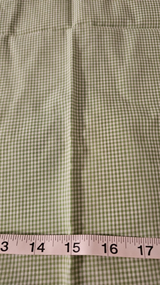 Green White Very Tiny Gingham Check 42 x 2 yds Light weight Entire piece