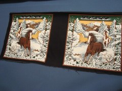 Wild Horses Fabric 2 PANEL Blocks 100% Cotton for Pillows Crafts 38″ x 17″