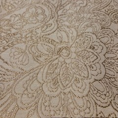 1.33 Yds Cotton Jacquard Upholstery Fabric Paisley Floral Ecru & Tan 54″ Wide