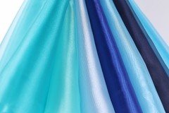 Blue Crystal Organza Fabric by the Yard, Sheer Shimmer Organza for Dresses