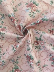 Vintage Joan Kessler Concord Floral Fabric 1.8 Yds Scroll Cotton Pink Mauve 90s