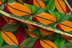 108″L x 44″W HiTarget Fabric Veritable Guaranteed Wax Block Print Orange Flowers