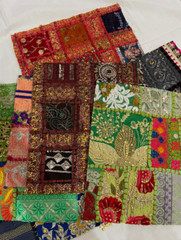 Vintage Embroidered Sari Scraps Bohemian Decorative Swatches Junk Journal Scraps