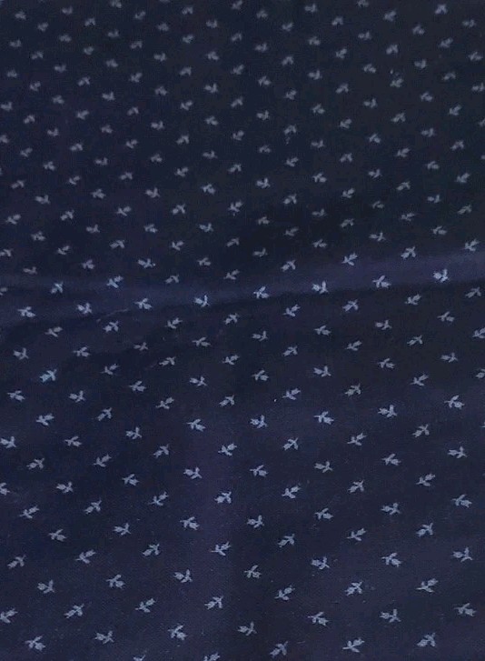 Vintage Cranston VIP Floral Cotton Fabric 43 w 32″ Navy Blue Calico Quilting