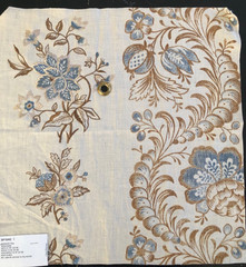 GP & J BAKER Marwood Trail in Indigo, Sand 17 x 17 1/2″ Linen Fabric Sample