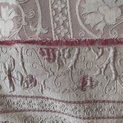 7+ Yds Damask Fabric Thistle Stripe Upholstery Drapery Home Decor Pink Beige 54″
